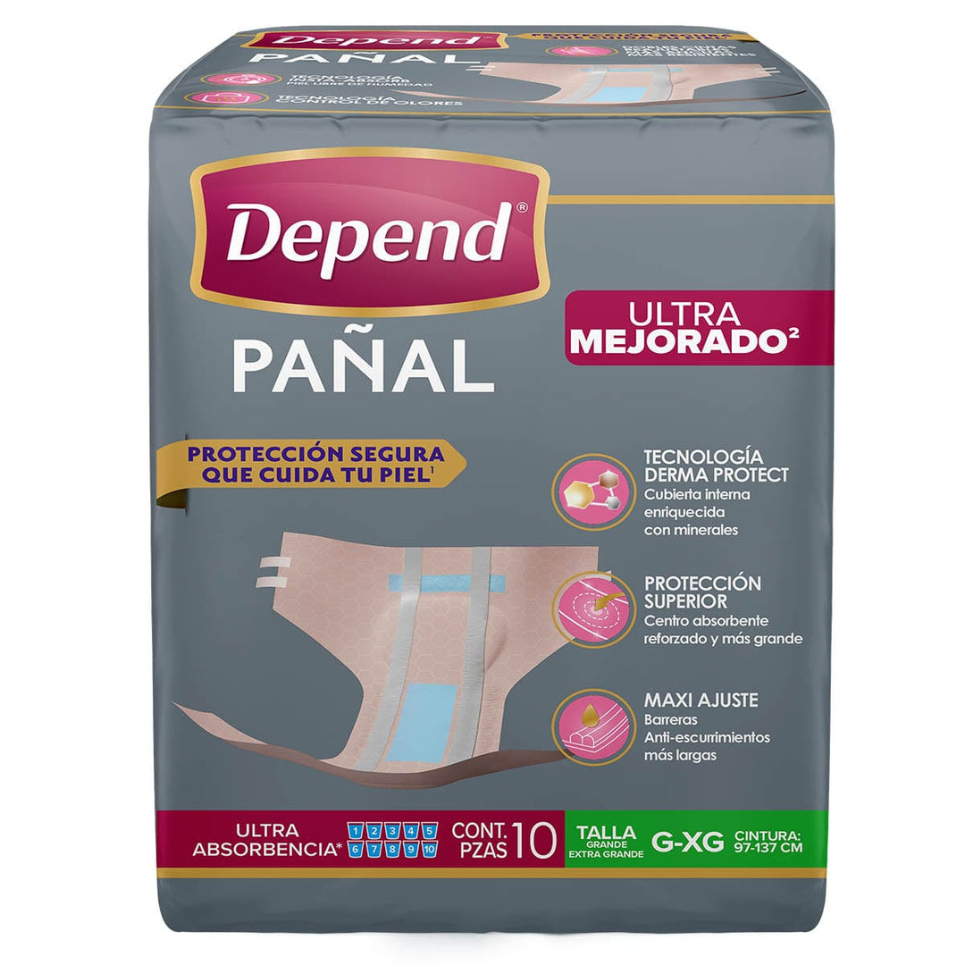 TiendaDepend.mx Pañales para adulto Depend® Pañal Derma Protect 10s