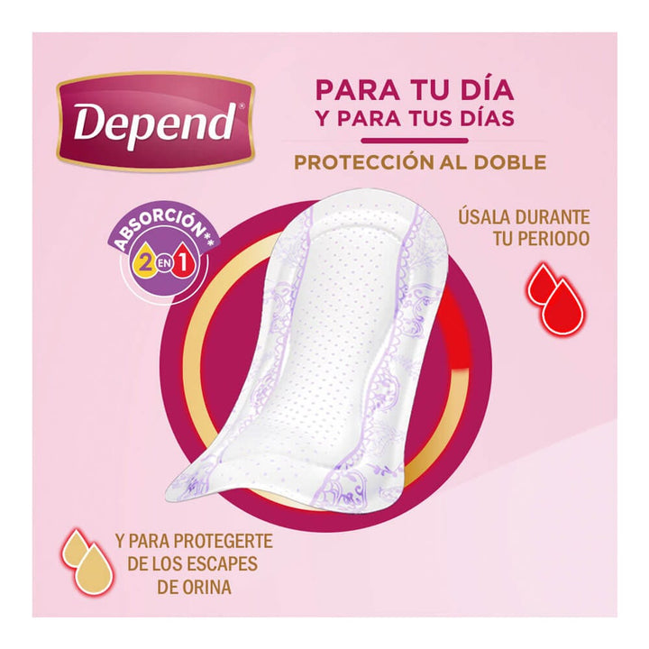 TiendaDepend.mx Pantiprotectores y Toallas Depend® Femenine® Toalla Anatómica