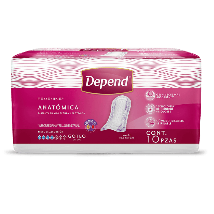 TiendaDepend.mx Pantiprotectores y Toallas Depend® Femenine® Toalla Anatómica