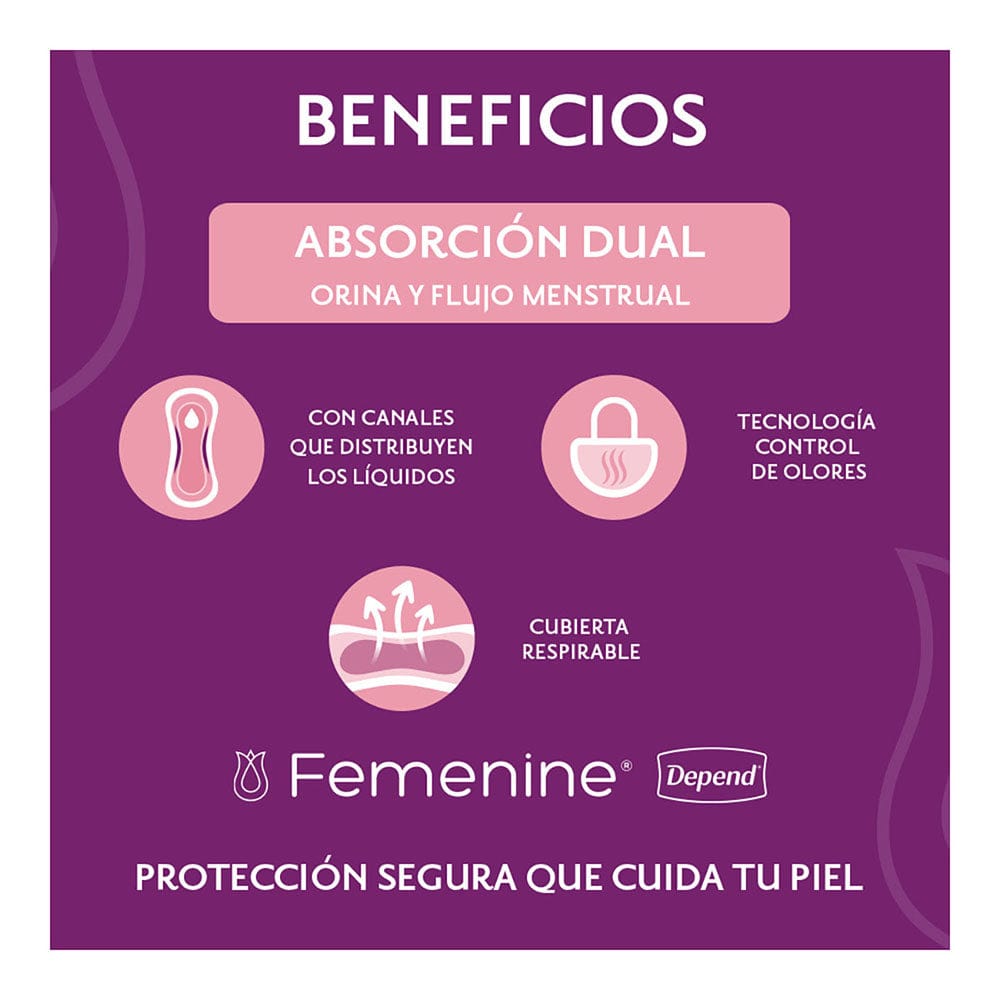 TiendaDepend.mx Pantiprotectores y Toallas Línea Femenine® Depend® Pantiprotector Largo