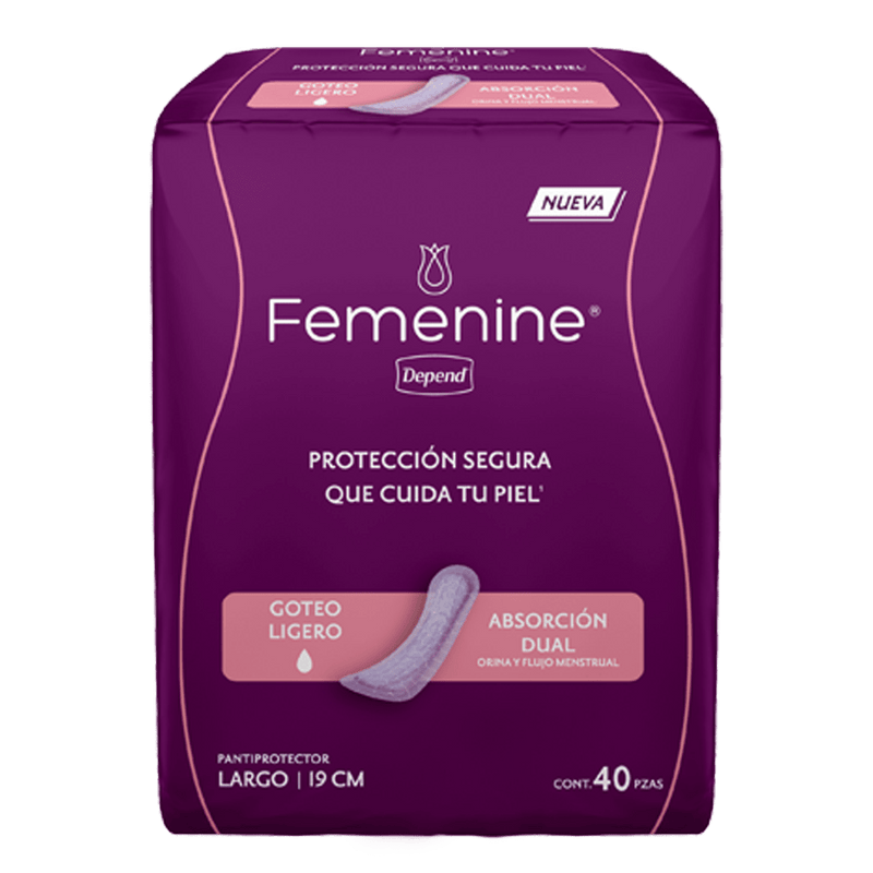 TiendaDepend.mx Producto Bundle Línea Femenine® Depend® Pantiprotector Largo + Toallitas Skin Care Media Caja