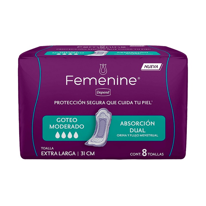 TiendaDepend.mx Pantiprotectores y Toallas Línea Femenine® Depend® Extra Larga
