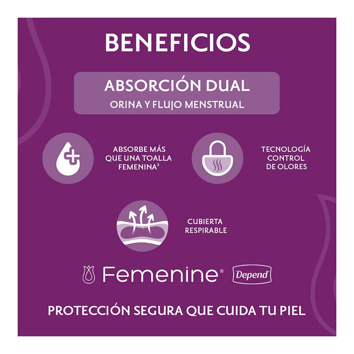 TiendaDepend.mx Pantiprotectores y Toallas Línea Femenine® Depend® Pantiprotector XL