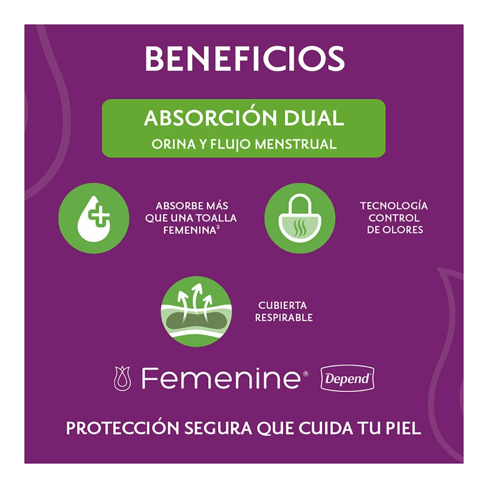 TiendaDepend.mx Pantiprotectores y Toallas Línea Femenine® Depend® Súper Plus