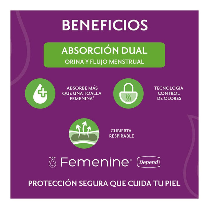 TiendaDepend.mx Pantiprotectores y Toallas Línea Femenine® Depend® Súper Plus