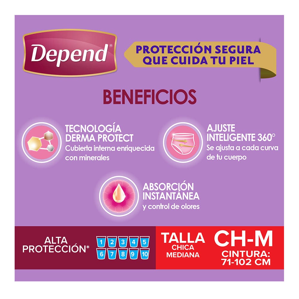 TiendaDepend.mx Ropa Interior Depend® Ropa Interior Mujer Derma Protect 15s