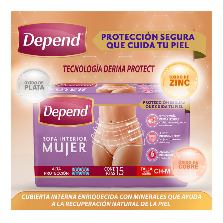 TiendaDepend.mx Ropa Interior Depend® Ropa Interior Mujer Derma Protect 15s