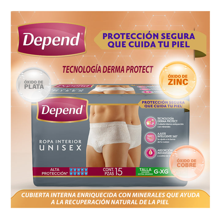 TiendaDepend.mx Ropa Interior Depend® Ropa Interior Unisex Derma Protect 15s NT