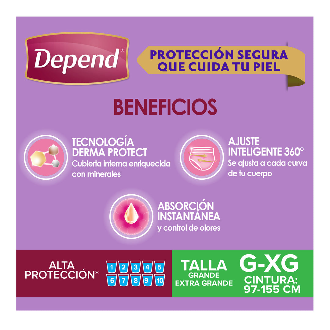 Depend® Ropa Interior Mujer Derma Protect 15s