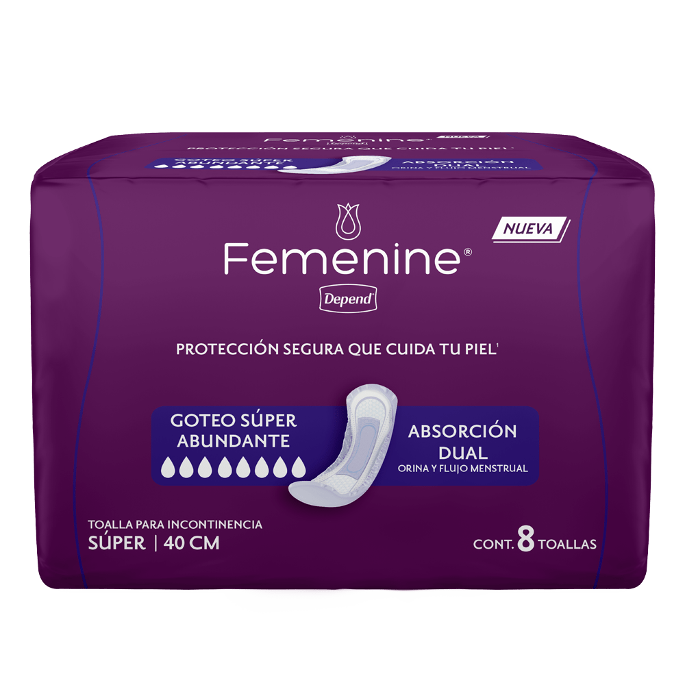 TiendaDepend.mx Producto Bundle Depend® Femenine® Toalla Súper Caja de 9 Paquetes