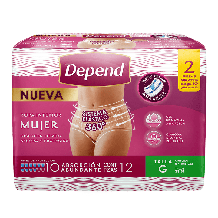 Depend Bundle Producto Bundle Depend® Ropa Interior Mujer Caja de 8 Paquetes
