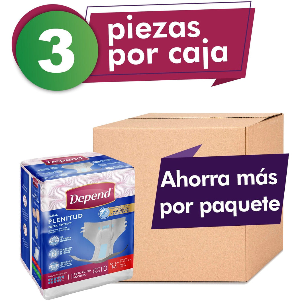 Depend PAÑAL PARA ADULTO Caja Depend® Pañal Plenitud Extra Protect Mediano 3 Paquetes