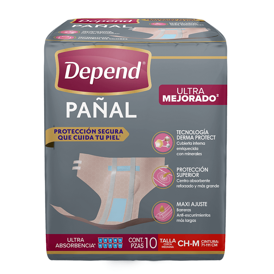 TiendaDepend.mx Pañales para adulto Depend® Pañal Derma Protect 10s