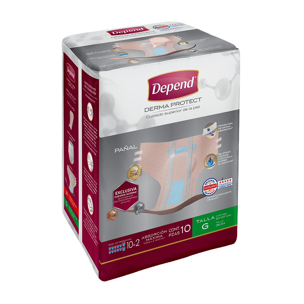 Depend Pañales para adulto Depend® Pañal Derma Protect 10s