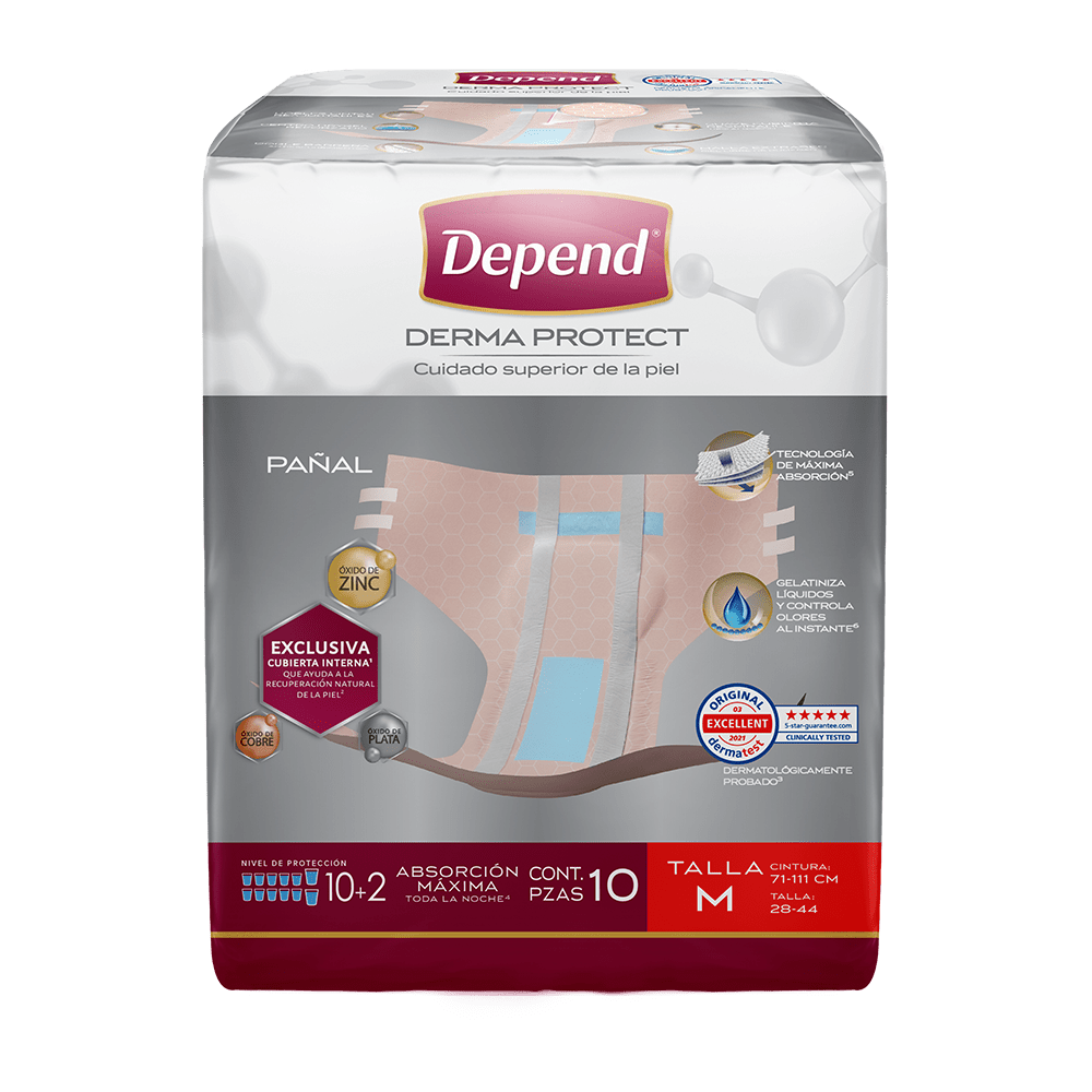 Depend Pañales para adulto Depend® Pañal Derma Protect 10s