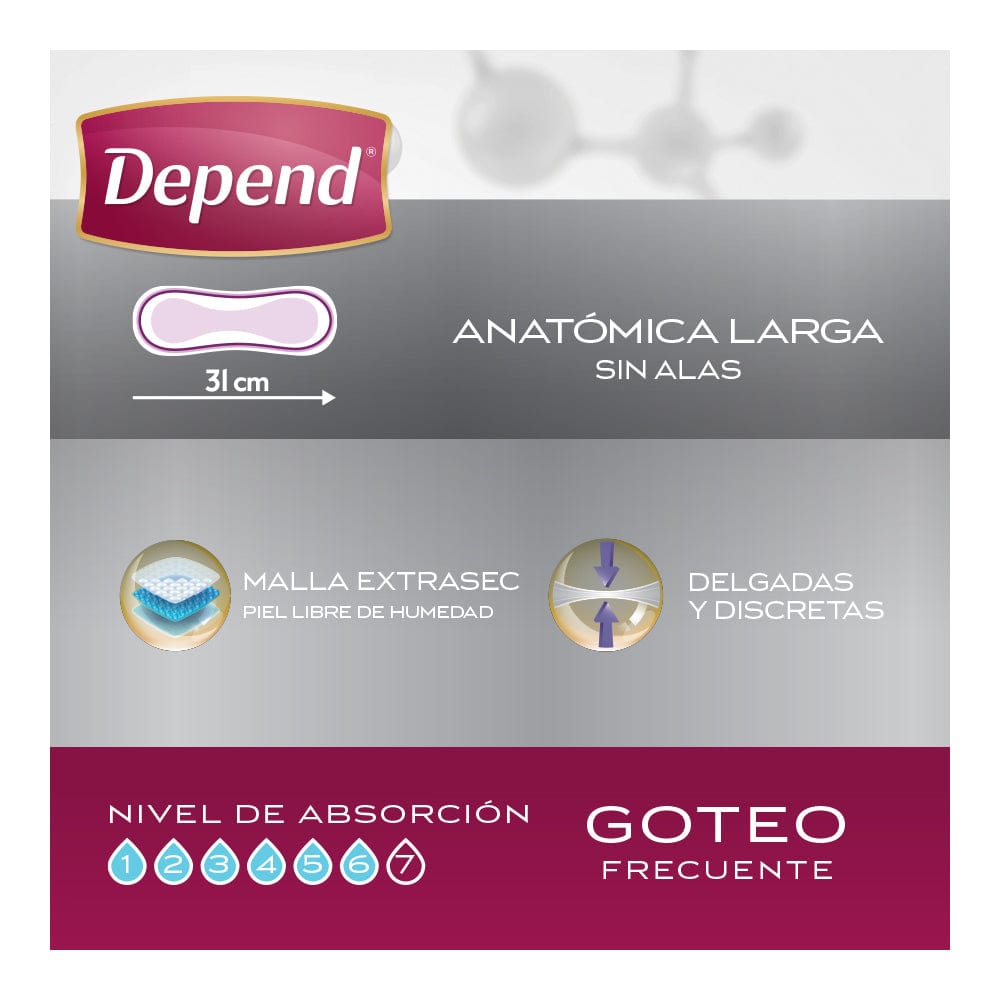 Depend Pantiprotectores y Toallas Depend® Derma Protect Toalla Anatómica Larga