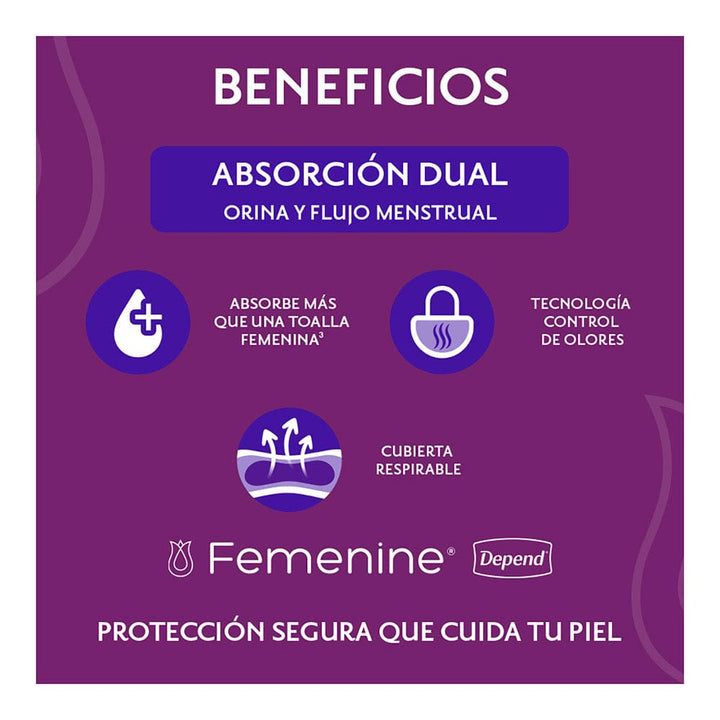 TiendaDepend.mx Pantiprotectores y Toallas Depend® Femenine® Toalla Súper