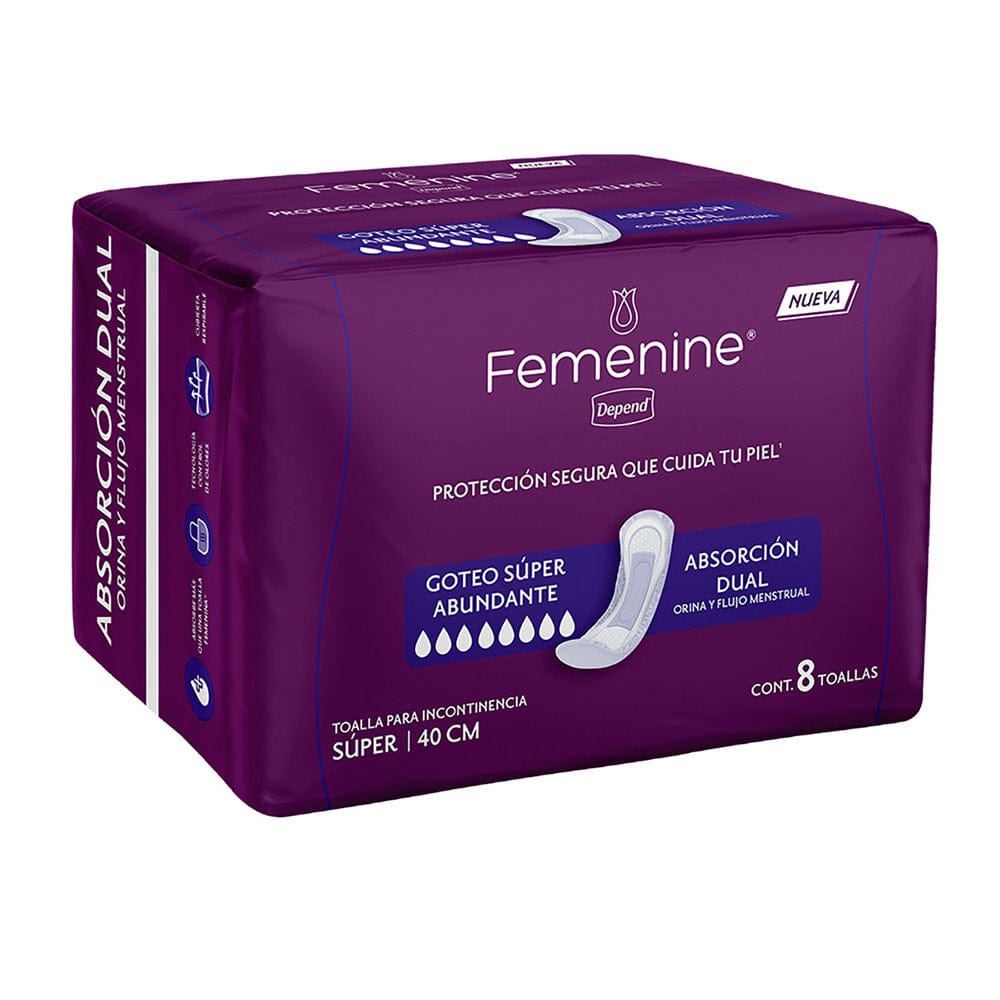 TiendaDepend.mx Pantiprotectores y Toallas Depend® Femenine® Toalla Súper