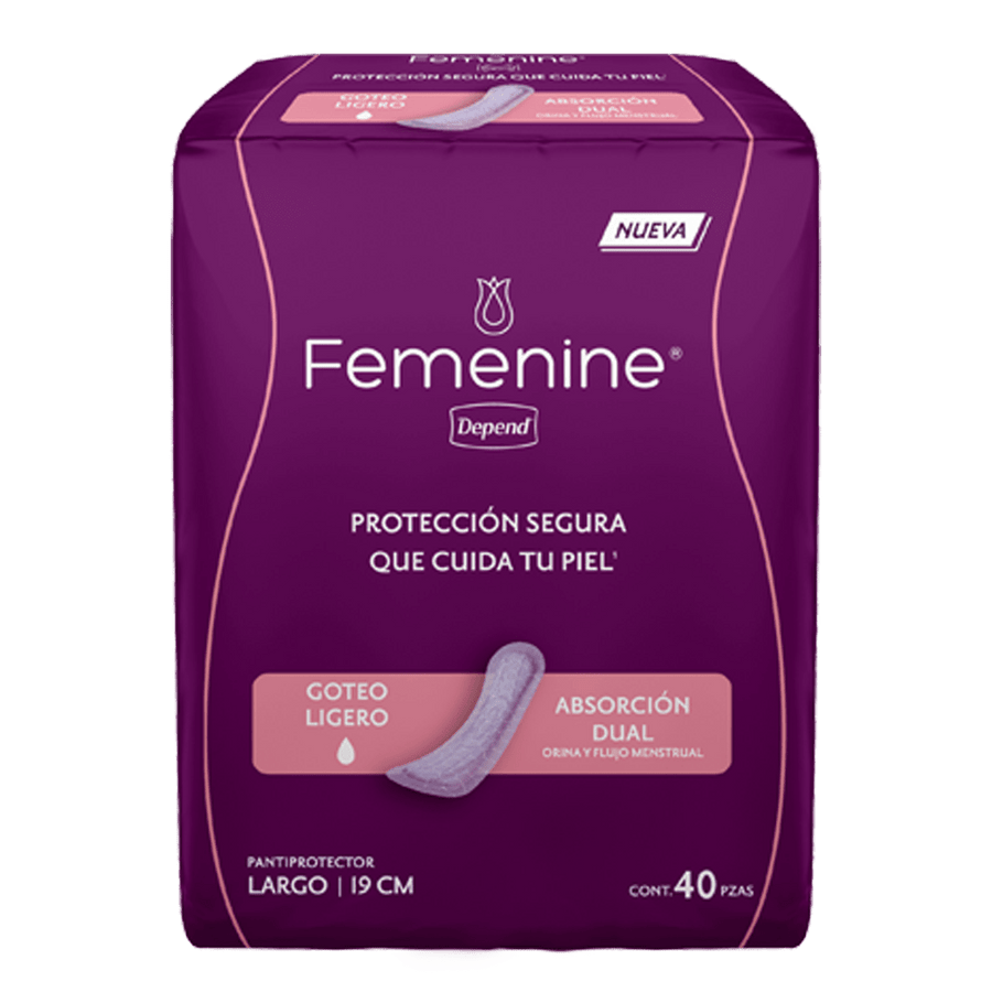 TiendaDepend.mx Producto Bundle Línea Femenine® Depend® Pantiprotector Largo + Toallitas Skin Care Media Caja