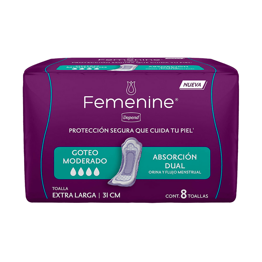 TiendaDepend.mx Producto Bundle Línea Femenine® Depend® Extra Larga Caja de 24 Paquetes