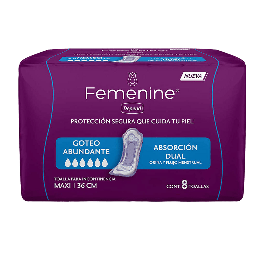 TiendaDepend.mx Producto Bundle Línea Femenine® Depend® Maxi + Skin Care Caja Completa