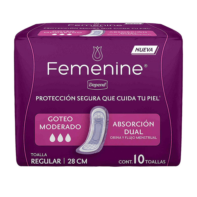 TiendaDepend.mx Producto Bundle Línea Femenine® Depend® Regular + Toallitas Skin Care Media Caja