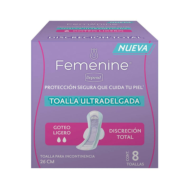 TiendaDepend.mx Pantiprotectores y Toallas Línea Femenine® Depend® Toalla Ultradelgada 8's