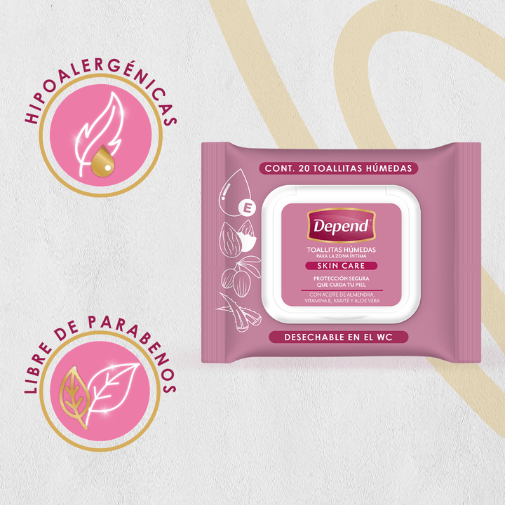 Depend Predoblados y Toallas Húmedas Depend® Toallitas Húmedas Skin Care