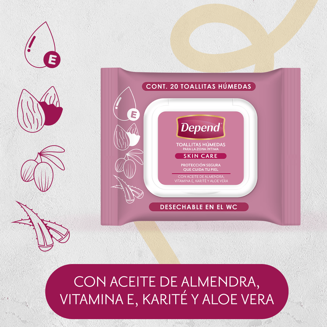 Depend Predoblados y Toallas Húmedas Depend® Toallitas Húmedas Skin Care