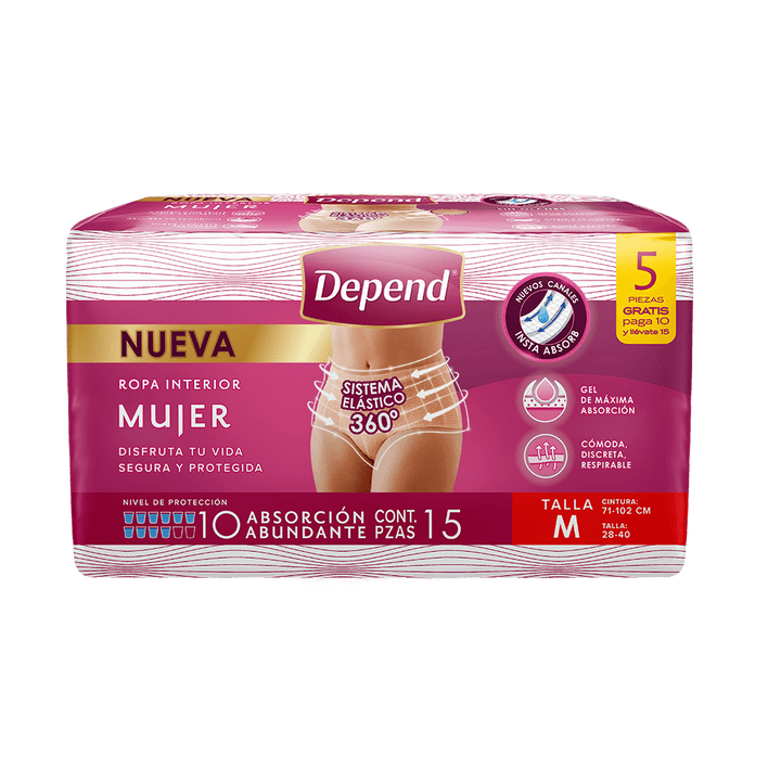 TiendaDepend.mx Producto Bundle Depend® Ropa Interior Mujer 15s Caja de 8 Paquetes
