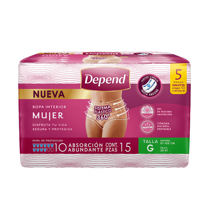 TiendaDepend.mx Producto Bundle Depend® Ropa Interior Mujer 15s Caja de 4 Paquetes