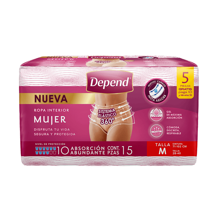 TiendaDepend.mx Producto Bundle Depend® Ropa Interior Mujer 15s Caja de 4 Paquetes