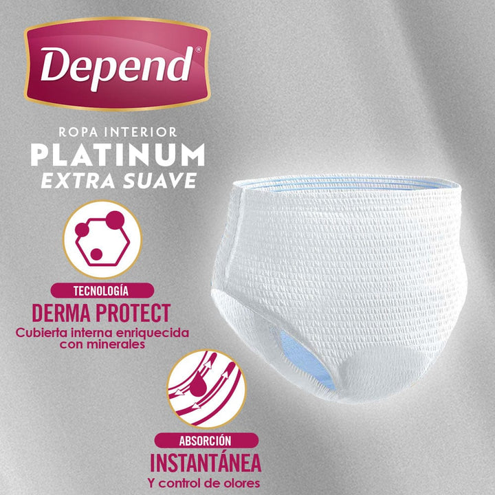 TiendaDepend.mx Ropa Interior Depend® Ropa Interior Platinum Extra Suave