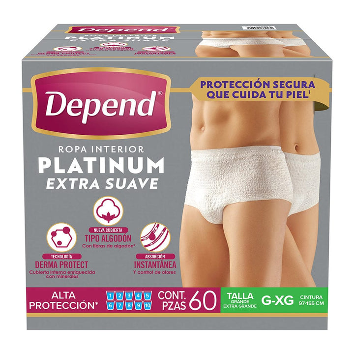 TiendaDepend.mx Ropa Interior Depend® Ropa Interior Platinum Extra Suave