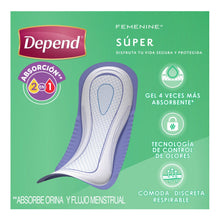Depend TOALLA PARA INCONTINENCIA Caja Depend® Femenine® Toalla Súper 18 Paquetes