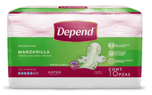 Depend TOALLA PARA INCONTINENCIA Caja Toalla Para Incontinencia Depend® Femenine® Manzanilla 8 Paquetes