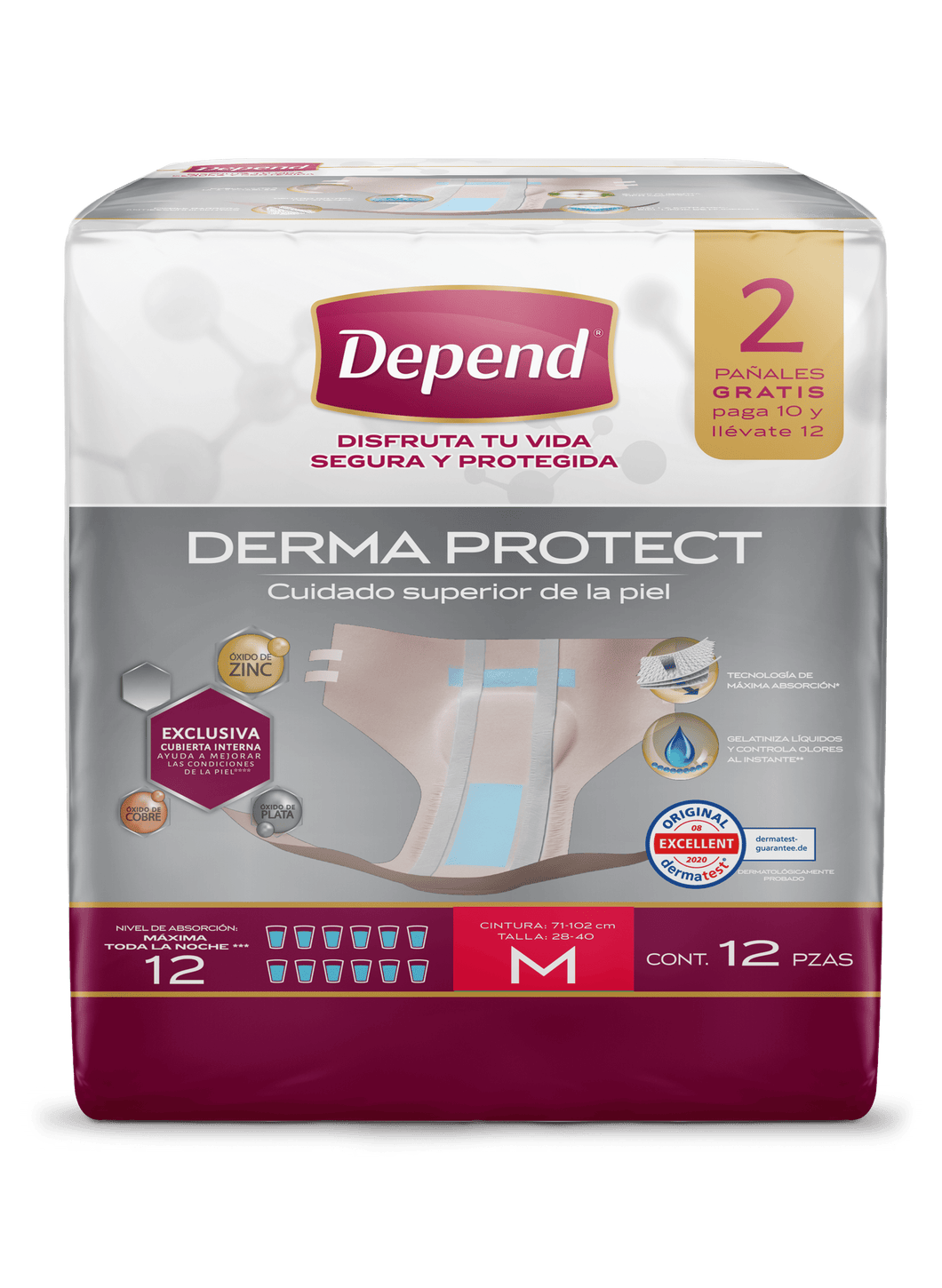 Depend PAÑAL PARA ADULTO Caja de Pañal Depend® Derma Protect Mediano 3 Paquetes