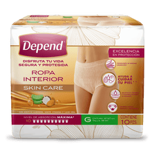 Depend ROPA INTERIOR PARA INCONTINENCIA Caja De Depend® Ropa Interior Skin Care Grande 4 paquetes