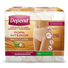 Depend ROPA INTERIOR PARA INCONTINENCIA Caja De Depend® Ropa Interior Skin Care Grande 8 paquetes