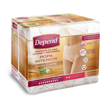 Depend ROPA INTERIOR PARA INCONTINENCIA Caja De Depend® Ropa Interior Skin Care Mediano 8 paquetes